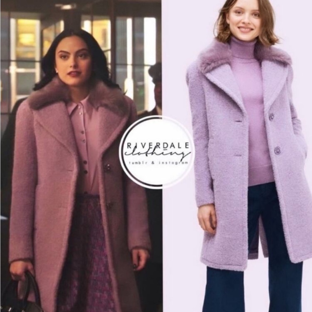 NWT Kate Spade Lavender Faux Fur Collar Lapel Coat